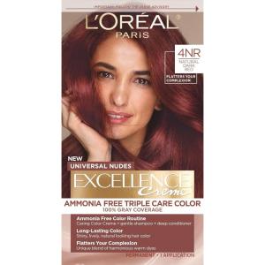 image:imageLOreal Paris Excellence Universal Nudes Permanent Hair Color Ammonia Free Hair Dye for Gray Hair Coverage 6N Natural Light Brown 1 Kit Pack of 2Core Natural Dark Red
