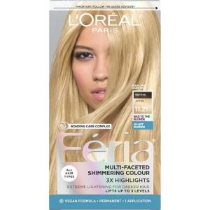 image:imageLOreal Paris Feria MultiFaceted Shimmering Permanent Hair Color High Intensity Hair Dye for 3X Highlights 10 Jet Black 1 Kit Pack of 21121 Bad to the Blonde Ultra Pearl Blonde