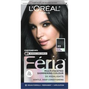 image:imageLOreal Paris Feria MultiFaceted Shimmering Permanent Hair Color High Intensity Hair Dye for 3X Highlights 10 Jet Black 1 Kit Pack of 220 Black Leather Natural Black