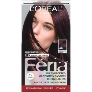 image:imageLOreal Paris Feria MultiFaceted Shimmering Permanent Hair Color High Intensity Hair Dye for 3X Highlights 10 Jet Black 1 Kit Pack of 236 Deep Burgundy Brown