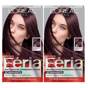 image:imageLOreal Paris Feria MultiFaceted Shimmering Permanent Hair Color High Intensity Hair Dye for 3X Highlights 10 Jet Black 1 Kit Pack of 236 Deep Burgundy Brown Chocolate Cherry