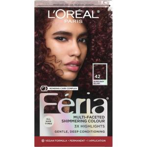 image:imageLOreal Paris Feria MultiFaceted Shimmering Permanent Hair Color High Intensity Hair Dye for 3X Highlights 10 Jet Black 1 Kit Pack of 242 Burgundy Blush