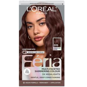 image:imageLOreal Paris Feria MultiFaceted Shimmering Permanent Hair Color High Intensity Hair Dye for 3X Highlights 10 Jet Black 1 Kit Pack of 2515 Chocolate Glaze
