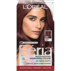 image:imageLOreal Paris Feria MultiFaceted Shimmering Permanent Hair Color High Intensity Hair Dye for 3X Highlights 10 Jet Black 1 Kit Pack of 252 Auburn Rose