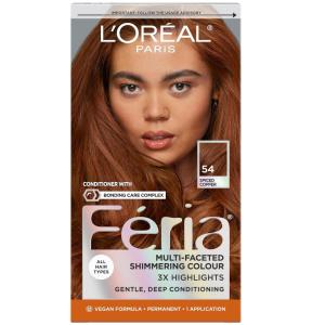 image:imageLOreal Paris Feria MultiFaceted Shimmering Permanent Hair Color High Intensity Hair Dye for 3X Highlights 10 Jet Black 1 Kit Pack of 254 Spiced Copper