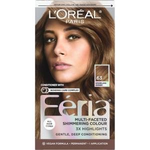 image:imageLOreal Paris Feria MultiFaceted Shimmering Permanent Hair Color High Intensity Hair Dye for 3X Highlights 10 Jet Black 1 Kit Pack of 263 Sparkling Amber Light Golden Brown