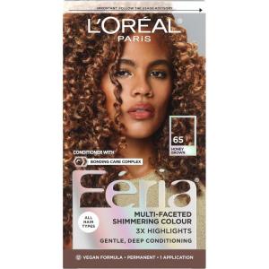 image:imageLOreal Paris Feria MultiFaceted Shimmering Permanent Hair Color High Intensity Hair Dye for 3X Highlights 10 Jet Black 1 Kit Pack of 265 Honey Brown Richest Caramel Brown