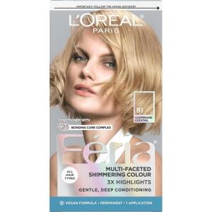 image:imageLOreal Paris Feria MultiFaceted Shimmering Permanent Hair Color High Intensity Hair Dye for 3X Highlights 10 Jet Black 1 Kit Pack of 291 Champagne Cocktail Light Beige Blonde