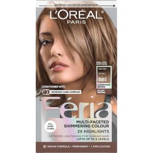 image:imageLOreal Paris Feria MultiFaceted Shimmering Permanent Hair Color High Intensity Hair Dye for 3X Highlights 10 Jet Black 1 Kit Pack of 2B61 Downtown Brown HiLift Cool Brown
