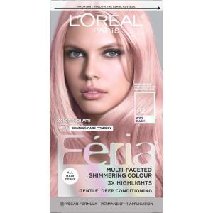 image:imageLOreal Paris Feria MultiFaceted Shimmering Permanent Hair Color High Intensity Hair Dye for 3X Highlights 10 Jet Black 1 Kit Pack of 2P2 Rosy Blush Smokey Pink