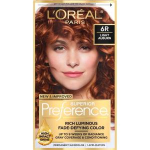 image:imageLOreal Paris Superior Preference Luminous FadeDefying Permanent Hair Color Hair Dye For Up to 9 Weeks of Radiance 6AM Light Amber Brown 1 Kit Pack of 26R Light Auburn