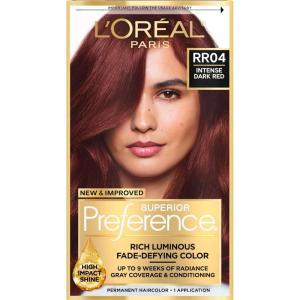image:imageLOreal Paris Superior Preference Luminous FadeDefying Permanent Hair Color Hair Dye For Up to 9 Weeks of Radiance 6AM Light Amber Brown 1 Kit Pack of 2RR04 Intense Dark Red