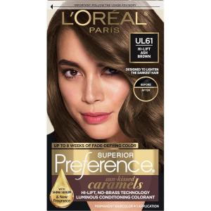 image:imageLOreal Paris Superior Preference Luminous FadeDefying Permanent Hair Color Hair Dye For Up to 9 Weeks of Radiance 6AM Light Amber Brown 1 Kit Pack of 2UL61 Ultra Light Ash Brown