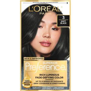 image:imageLOreal Paris Superior Preference Luminous FadeDefying Permanent Hair Color Hair Dye For Up to 9 Weeks of Radiance 6AM Light Amber Brown 1 Kit Pack of 203 Soft Black