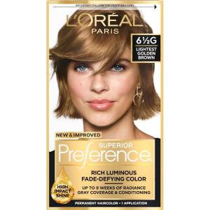 image:imageLOreal Paris Superior Preference Luminous FadeDefying Permanent Hair Color Hair Dye For Up to 9 Weeks of Radiance 6AM Light Amber Brown 1 Kit Pack of 265G Lightest Golden Brown