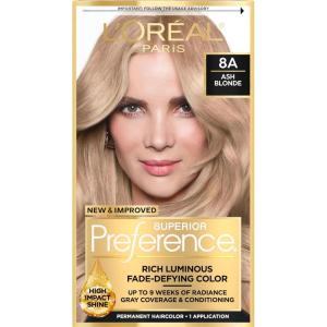 image:imageLOreal Paris Superior Preference Luminous FadeDefying Permanent Hair Color Hair Dye For Up to 9 Weeks of Radiance 6AM Light Amber Brown 1 Kit Pack of 28A Ash Blonde