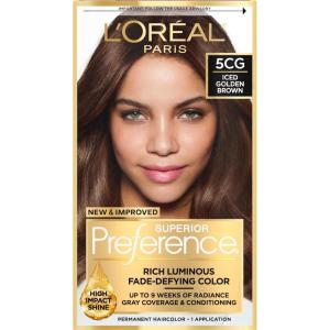 image:imageLOreal Paris Superior Preference Luminous FadeDefying Permanent Hair Color Hair Dye For Up to 9 Weeks of Radiance 6AM Light Amber Brown 1 Kit Pack of 25CG Iced Golden Brown