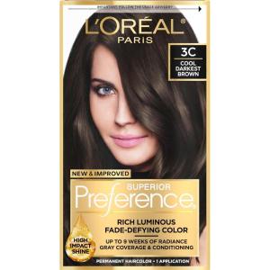 image:imageLOreal Paris Superior Preference Luminous FadeDefying Permanent Hair Color Hair Dye For Up to 9 Weeks of Radiance 6AM Light Amber Brown 1 Kit Pack of 23C Cool Darkest Brown