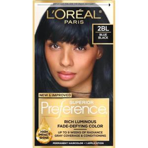image:imageLOreal Paris Superior Preference Luminous FadeDefying Permanent Hair Color Hair Dye For Up to 9 Weeks of Radiance 6AM Light Amber Brown 1 Kit Pack of 22BL Blue Black