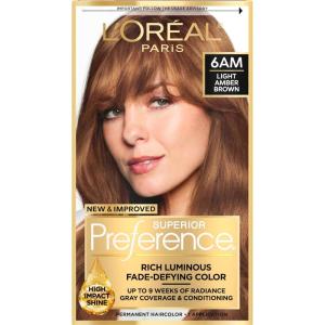 image:imageLOreal Paris Superior Preference Luminous FadeDefying Permanent Hair Color Hair Dye For Up to 9 Weeks of Radiance 6AM Light Amber Brown 1 Kit Pack of 26AM Light Amber Brown