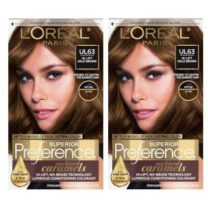 image:imageLOreal Paris Superior Preference Luminous FadeDefying Permanent Hair Color Hair Dye For Up to 9 Weeks of Radiance 6AM Light Amber Brown 1 Kit Pack of 2U163 HiLift Gold Brown