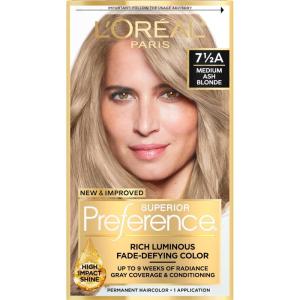 image:imageLOreal Paris Superior Preference Luminous FadeDefying Permanent Hair Color Hair Dye For Up to 9 Weeks of Radiance 6AM Light Amber Brown 1 Kit Pack of 275A Medium Ash Blonde