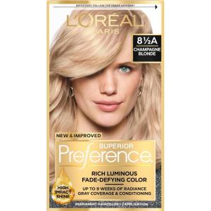 image:imageLOreal Paris Superior Preference Luminous FadeDefying Permanent Hair Color Hair Dye For Up to 9 Weeks of Radiance 6AM Light Amber Brown 1 Kit Pack of 285A Champagne Blonde
