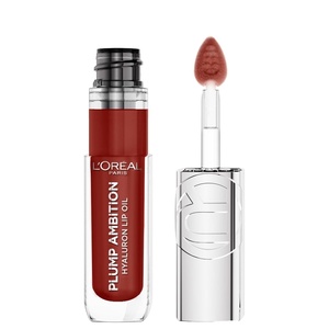 image:imageLOreal Paris Plump Ambition Hyaluron Lip Oil Shimmer 24 HR Lip Gloss with Hyaluronic Acid Volumizing Formula with GlassLike Shine Mauve Lights 016 fl oz485 Wine OClock