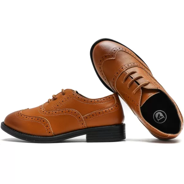 DADAWEN Boy's Classic Leather Lace Up Wingtip Comfort Oxford Shoes School Uniform Wedding Church Dress Shoes 