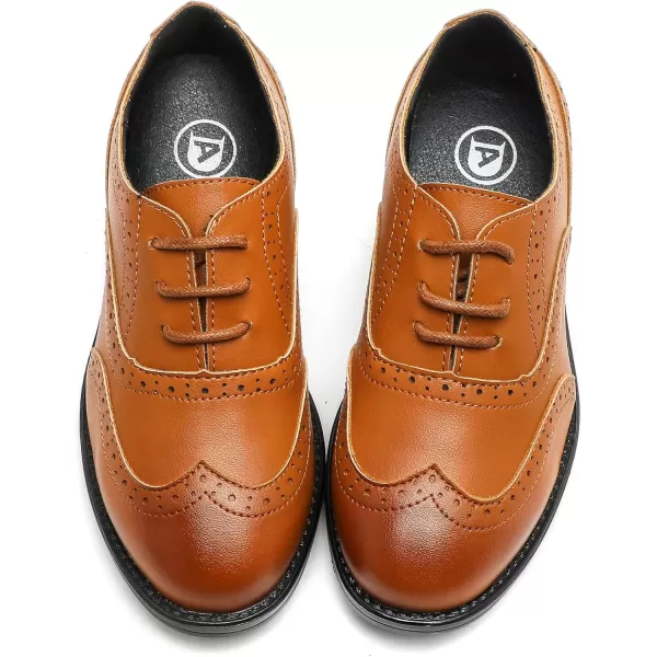 DADAWEN Boy's Classic Leather Lace Up Wingtip Comfort Oxford Shoes School Uniform Wedding Church Dress Shoes 