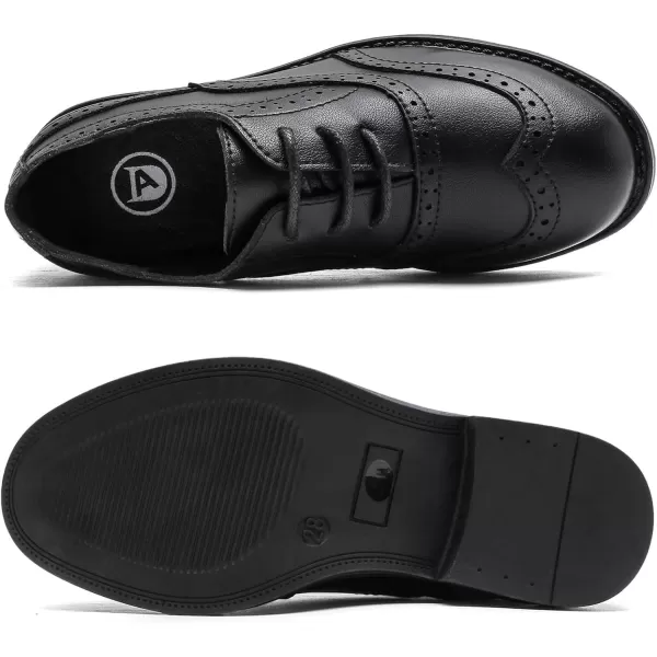 DADAWEN Boy's Classic Leather Lace Up Wingtip Comfort Oxford Shoes School Uniform Wedding Church Dress Shoes 