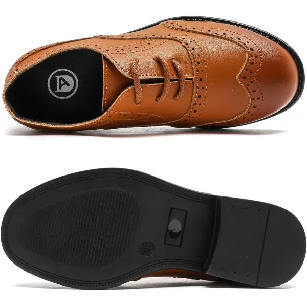 DADAWEN Boy's Classic Leather Lace Up Wingtip Comfort Oxford Shoes School Uniform Wedding Church Dress Shoes 