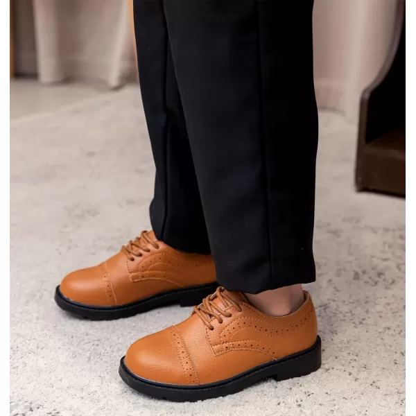 DADAWEN Boys Girls Classic Lace-Up Dress Shoes Oxford Shoes Wedding Church School Uniform Shoes 