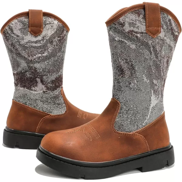 DADAWEN Boys Girls Cowgirl Cowboy Western Boots Kids Waterproof Mid Calf Riding Shoes With Side Zipper for Toddler/Little Kid/Big Kid