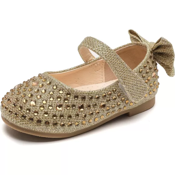 DADAWEN Girls Dress Shoes Princess Glitter Rhinestone Mary Jane Ballerina Flats Party School Shoes Wedding Flower Girl 