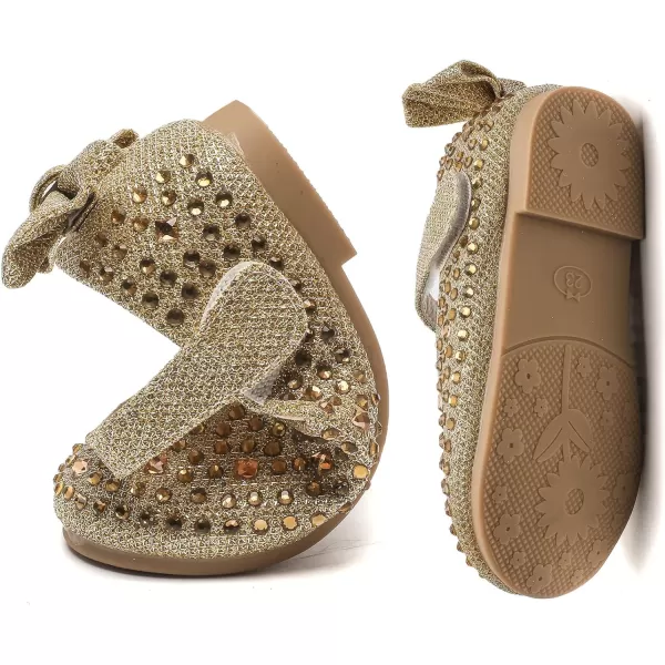 DADAWEN Girls Dress Shoes Princess Glitter Rhinestone Mary Jane Ballerina Flats Party School Shoes Wedding Flower Girl 