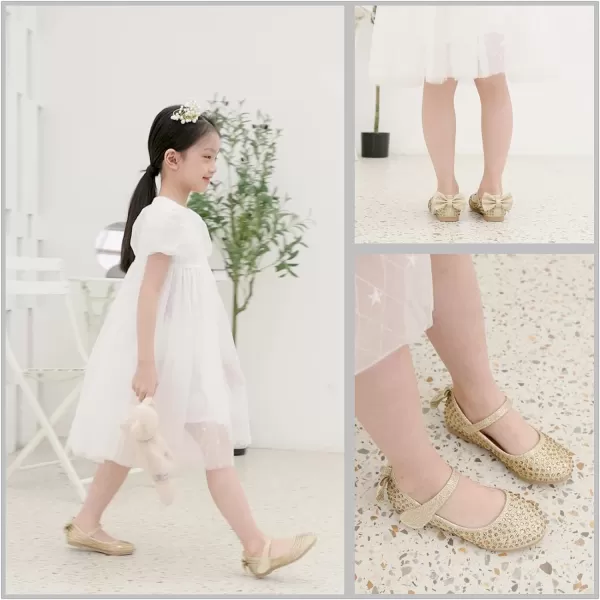 DADAWEN Girls Dress Shoes Princess Glitter Rhinestone Mary Jane Ballerina Flats Party School Shoes Wedding Flower Girl 