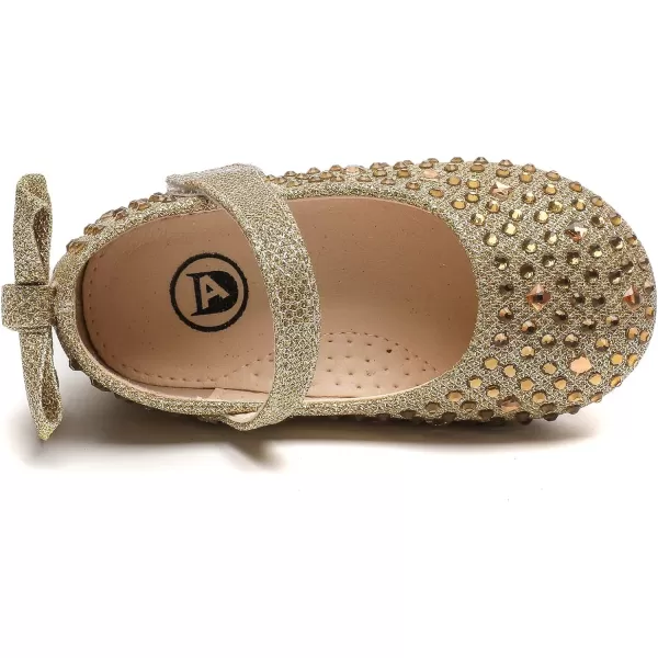 DADAWEN Girls Dress Shoes Princess Glitter Rhinestone Mary Jane Ballerina Flats Party School Shoes Wedding Flower Girl 