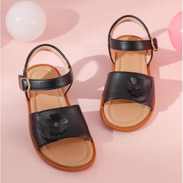 DADAWEN Girls Glitter Sandals Open Toe Cute Flower Soft Princess Flats Dress Sandals Summer Shoes for Toddler Little Kid Big Kid