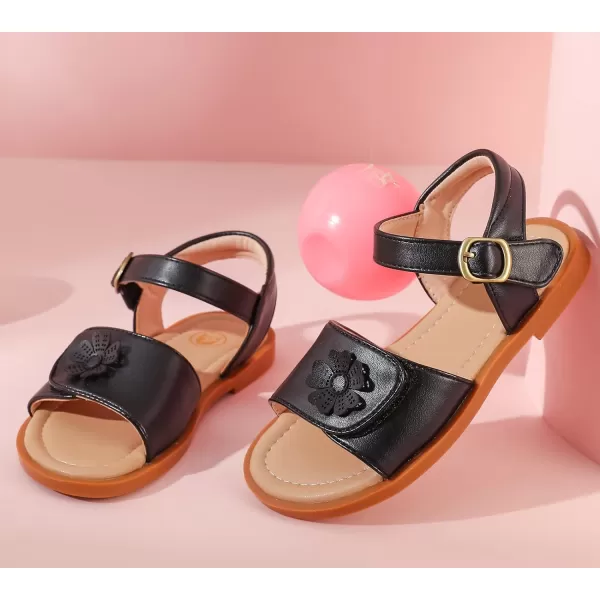 DADAWEN Girls Glitter Sandals Open Toe Cute Flower Soft Princess Flats Dress Sandals Summer Shoes for Toddler Little Kid Big Kid