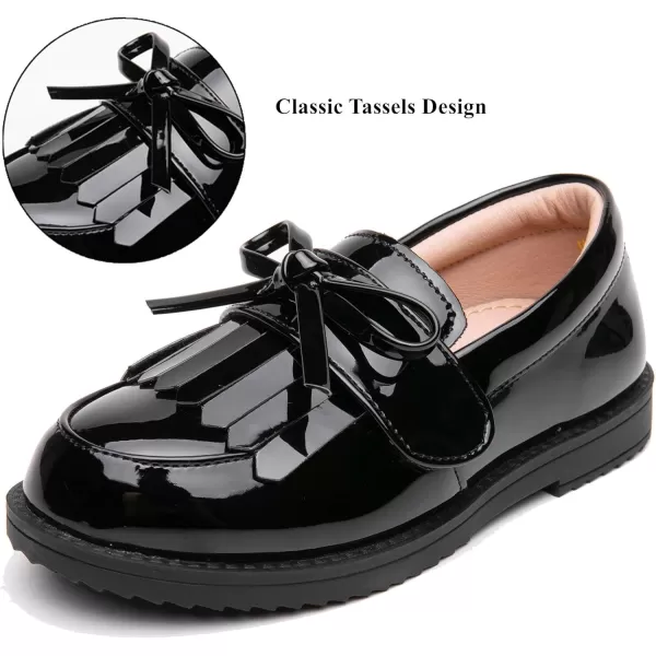 DADAWEN Girl's Loafers Slip On Tassel Oxford Shoes Flats Round Toe School Uniform Dress Shoes 