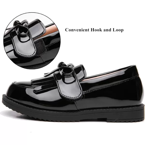 DADAWEN Girl's Loafers Slip On Tassel Oxford Shoes Flats Round Toe School Uniform Dress Shoes 
