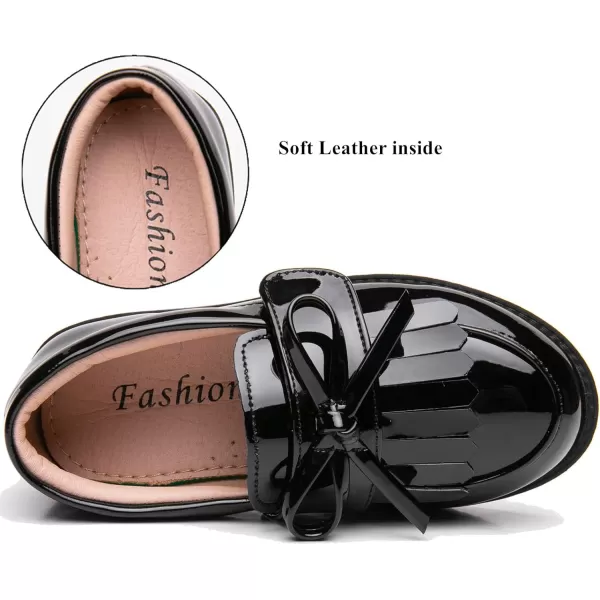 DADAWEN Girl's Loafers Slip On Tassel Oxford Shoes Flats Round Toe School Uniform Dress Shoes 