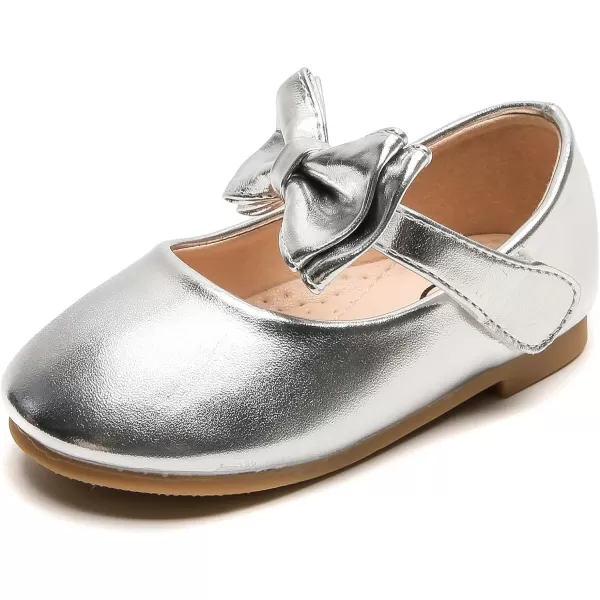 DADAWEN Girls Mary Jane Dress Shoes Front Bow Ballerina Flats Princess Wedding Party School Shoes 