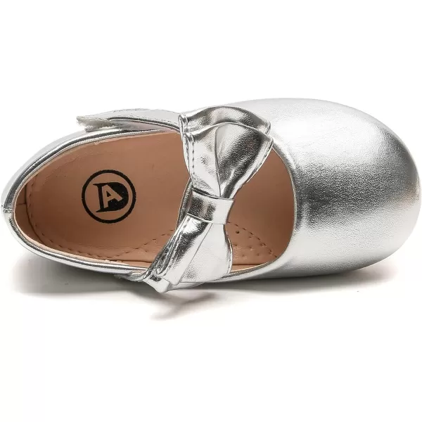 DADAWEN Girls Mary Jane Dress Shoes Front Bow Ballerina Flats Princess Wedding Party School Shoes 