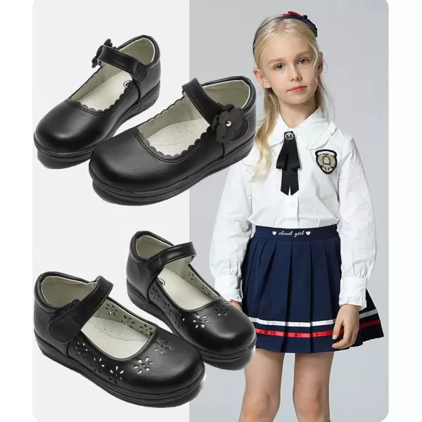 DADAWEN Girls Mary Jane Flats School Uniform Shoes Strap Dress Shoes 