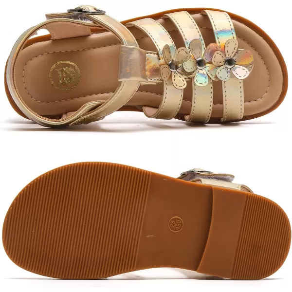 DADAWEN Girls Sandals Open Toe Cute Flower Soft Princess Flats Dress Sandals Strappy Summer Shoes Toddler/Little Kid/Big Kid