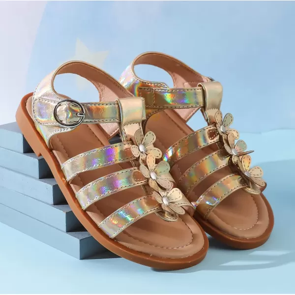DADAWEN Girls Sandals Open Toe Cute Flower Soft Princess Flats Dress Sandals Strappy Summer Shoes Toddler/Little Kid/Big Kid