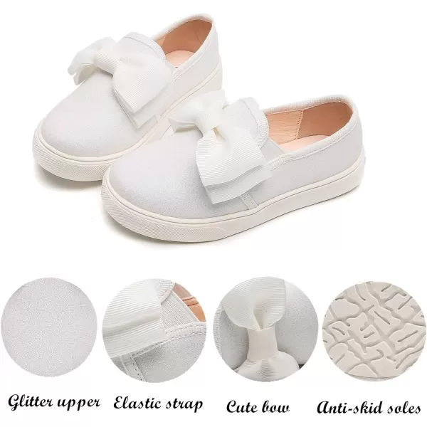 DADAWEN Girls Slip On Glitter Sneakers Cute Bow Lazy Tennis Shoes Loafers for Little Girls