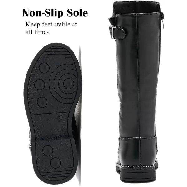 DADAWEN Girls Waterproof Leather Zipper Fur Lined Knee High Winter Riding Boots 